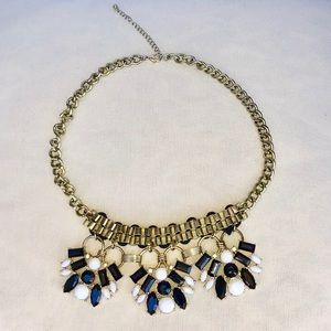 J. Crew Black White Gems Gold Necklace